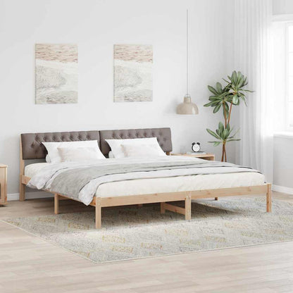 Struttura del Letto con testiera Marrone e taupe 200 x 200 cm