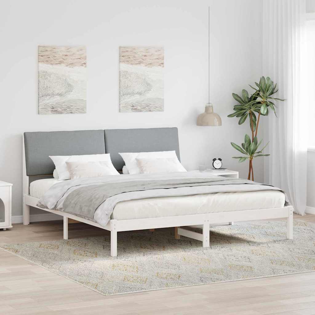 Struttura del Letto Bianco e grigio chiaro 200 x 200 cm