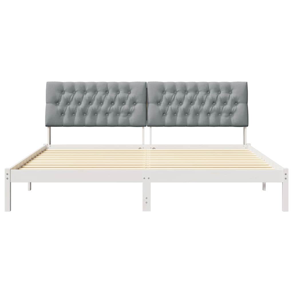 Letto con Testiera Rivestita con testiera Bianco 200 x 200 cm