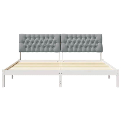 Letto con Testiera Rivestita con testiera Bianco 200 x 200 cm