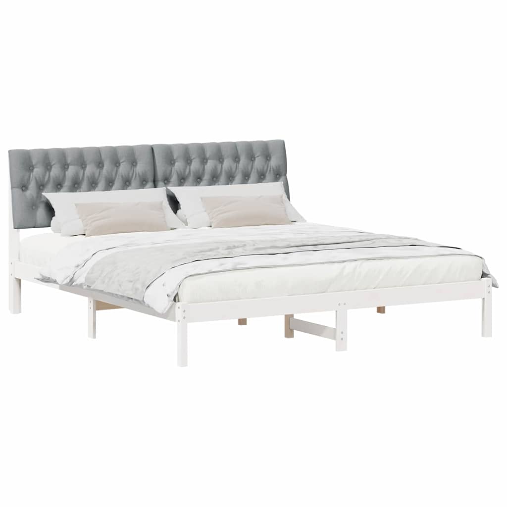 Letto con Testiera Rivestita con testiera Bianco 180 x 200 cm