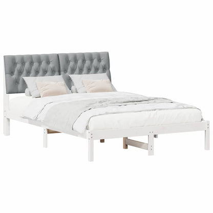 Letto con Testiera Rivestita con testiera Bianco 160 x 200 cm