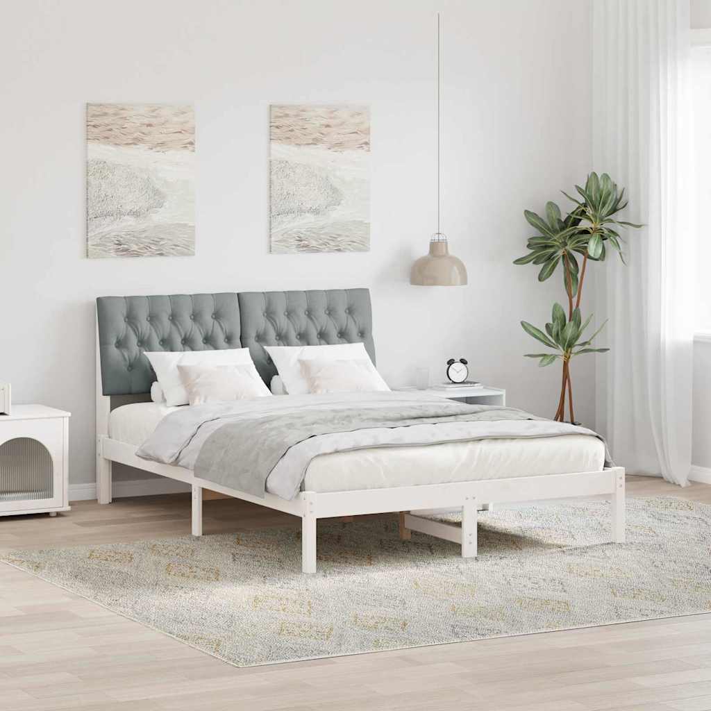 Letto con Testiera Rivestita con testiera Bianco 150 x 200 cm