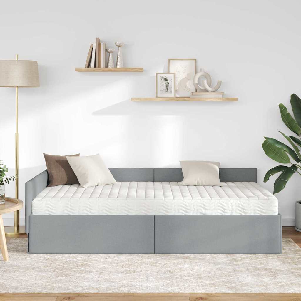 Struttura Letto Angolare con Materasso 2 pcs Grigio chiaro