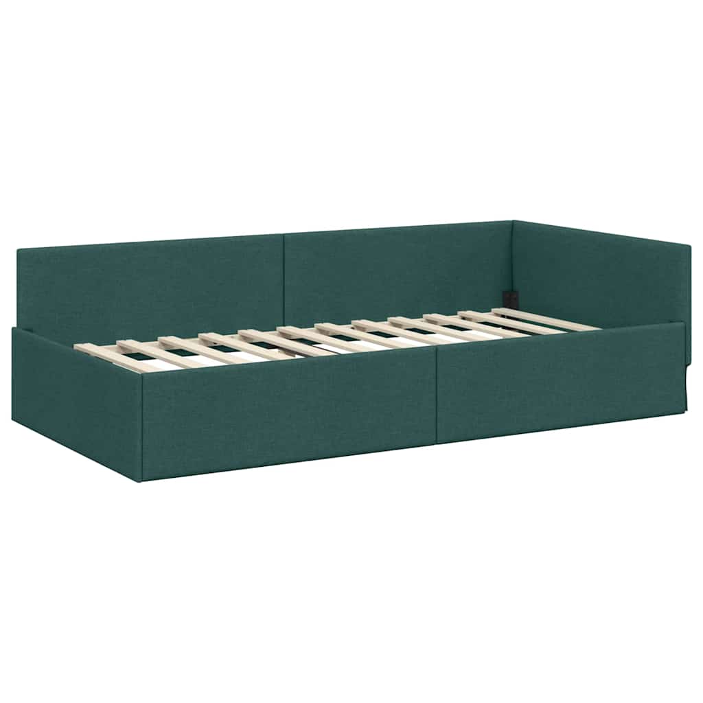 Struttura Letto Angolare con Materasso 2 pcs Verde Tessuto