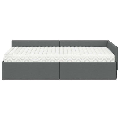 Struttura Letto Angolare con Materasso 2 pcs Grigio Tessuto