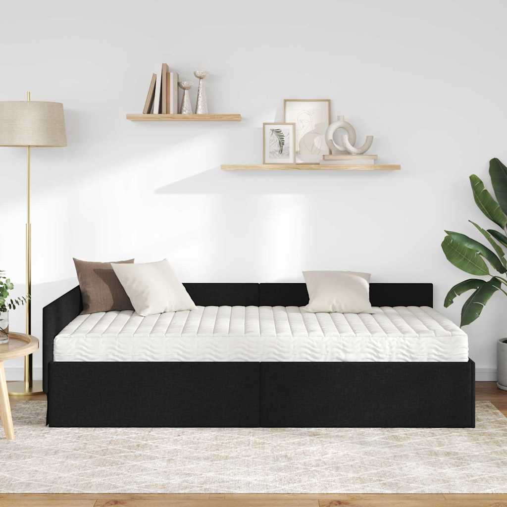 Struttura Letto Angolare con Materasso Altro 2 pcs Nero Tessuto