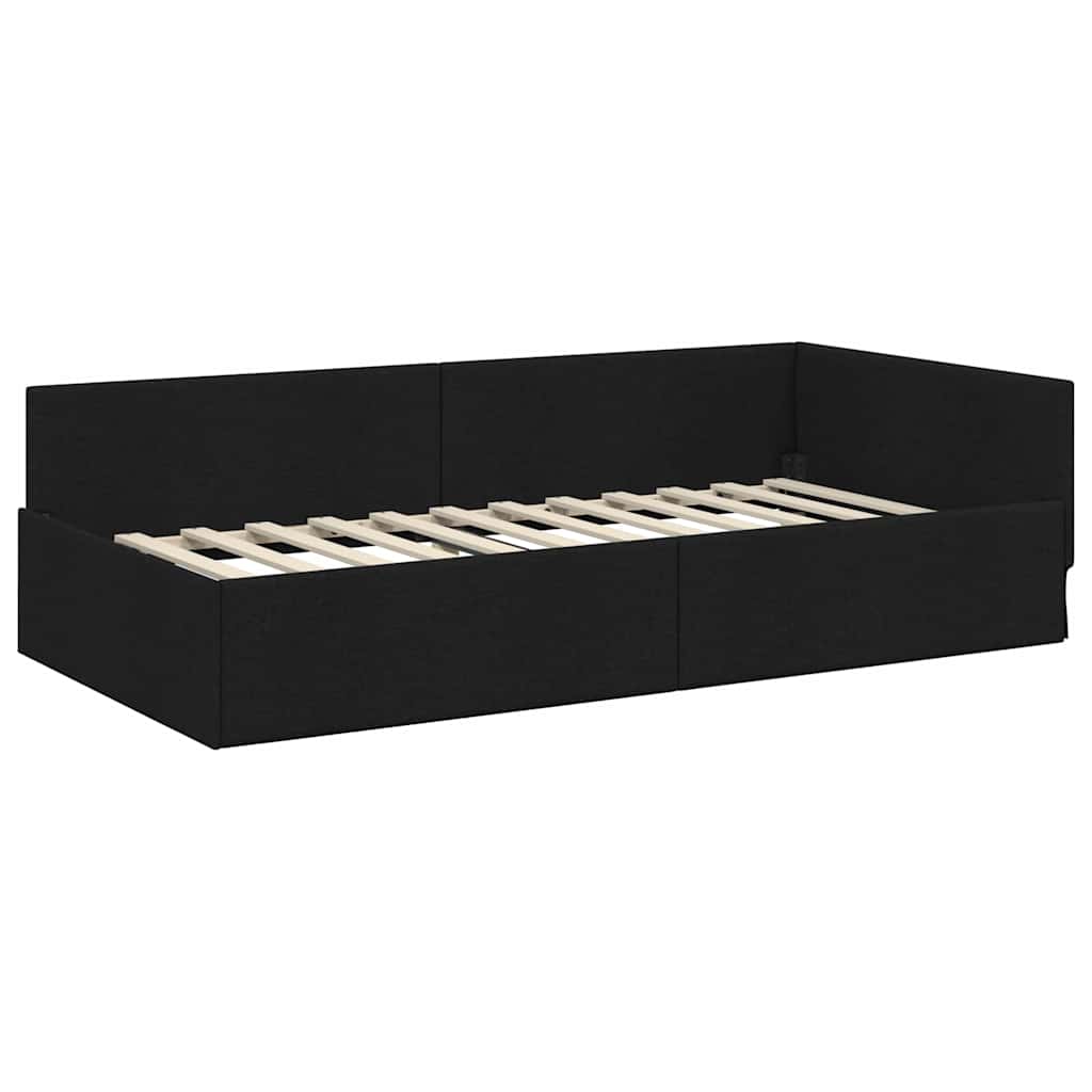 Struttura Letto Angolare con Materasso Altro 2 pcs Nero Tessuto