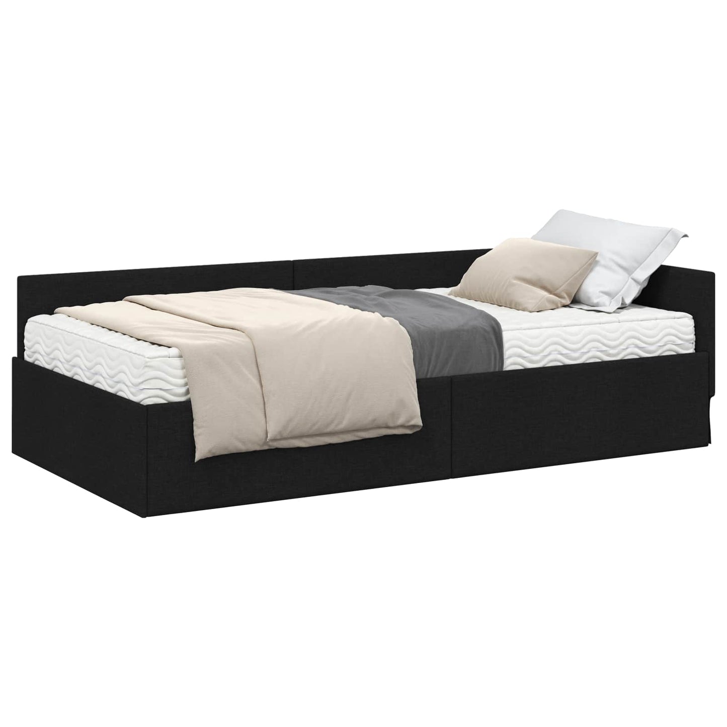 Struttura Letto Angolare con Materasso 2 pcs Verde Tessuto