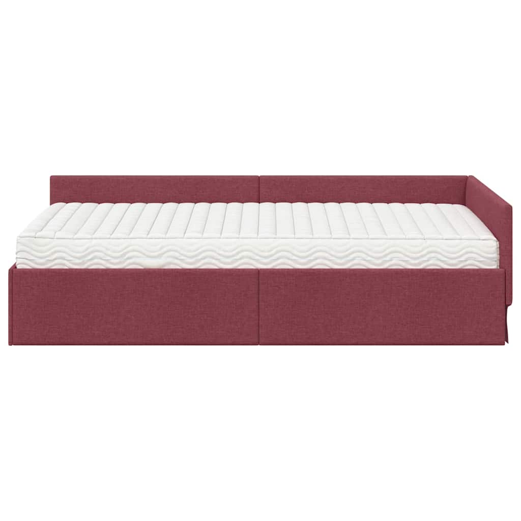 Struttura Letto Angolare con Materasso 2 pcs Grigio Tessuto