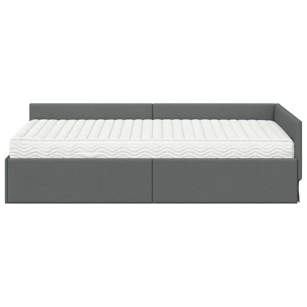 Struttura Letto Angolare con Materasso 2 pcs Grigio Tessuto