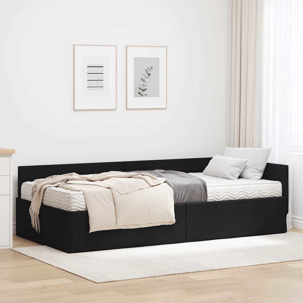 Struttura Letto Angolare con Materasso 2 pcs Verde Tessuto