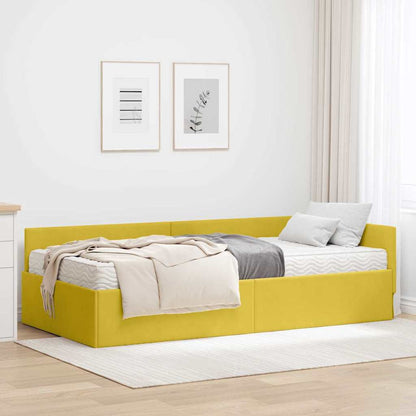 Struttura Letto Angolare con Materasso 2 pcs Giallo Velluto