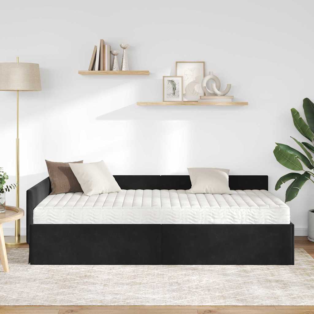 Struttura Letto Angolare con Materasso Altro 2 pcs Nero Velluto
