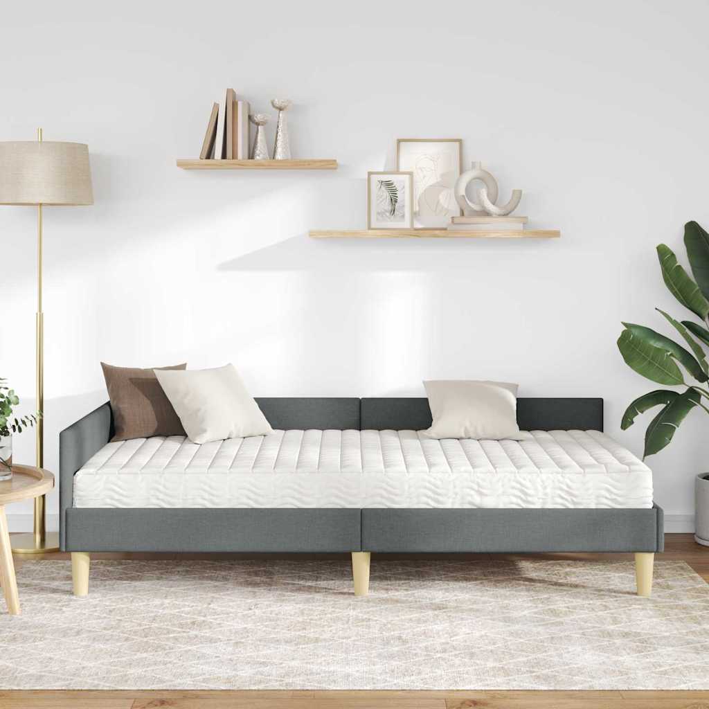 Struttura Letto Angolare con Materasso 2 pcs Grigio Tessuto