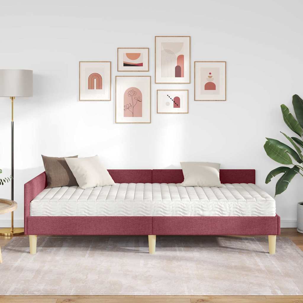 Struttura Letto Angolare con Materasso 2 pcs Grigio Tessuto