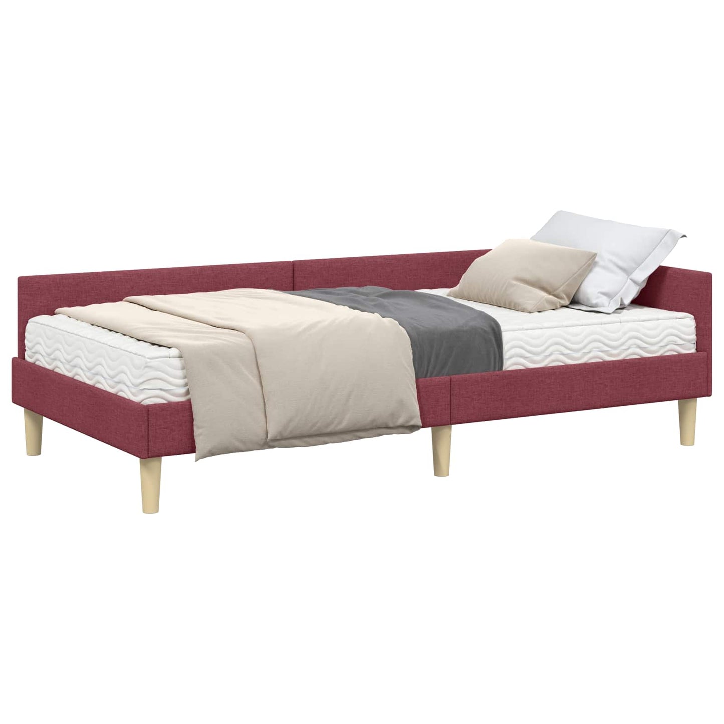 Struttura Letto Angolare con Materasso 2 pcs Grigio Tessuto