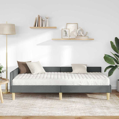 Struttura Letto Angolare con Materasso 2 pcs Grigio Tessuto