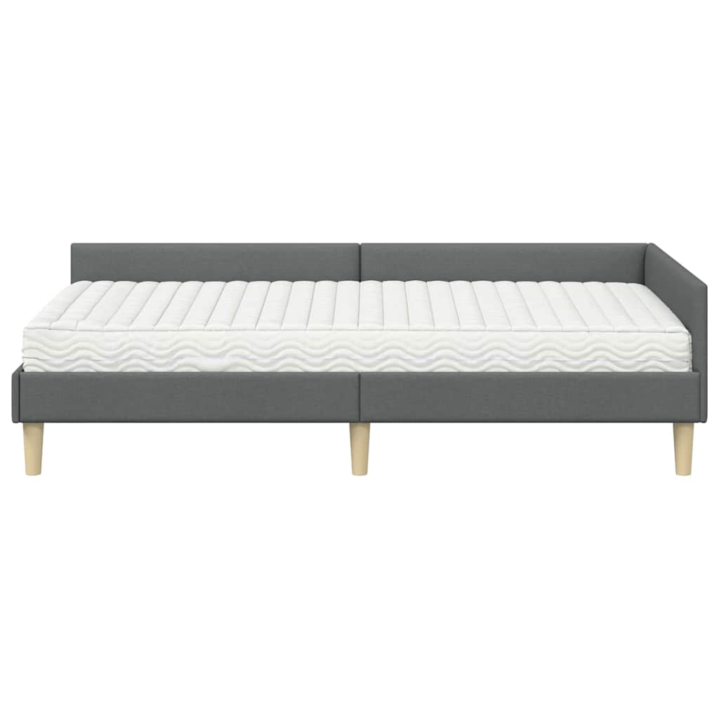 Struttura Letto Angolare con Materasso 2 pcs Grigio Tessuto