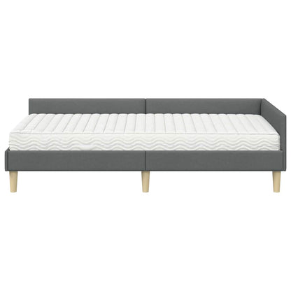 Struttura Letto Angolare con Materasso 2 pcs Grigio Tessuto