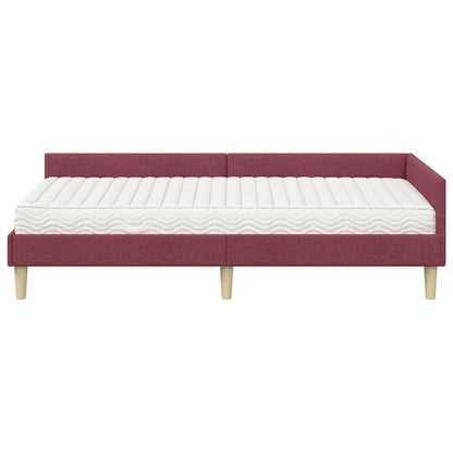 Struttura Letto Angolare con Materasso 2 pcs Grigio Tessuto