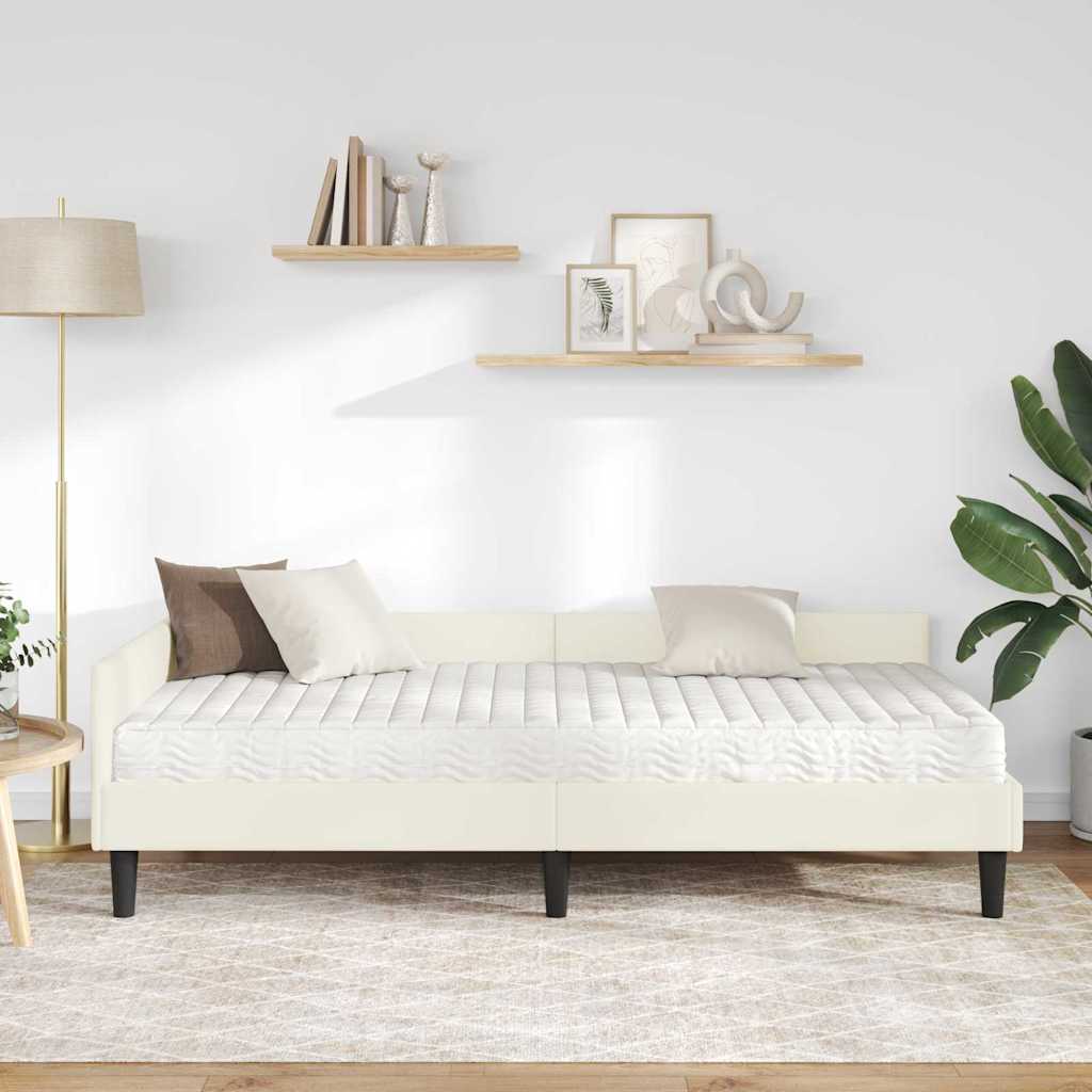 Struttura Letto Angolare con Materasso 2 pcs Crema Velluto