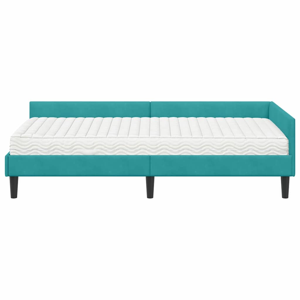Struttura Letto Angolare con Materasso 2 pcs Turchese Velluto