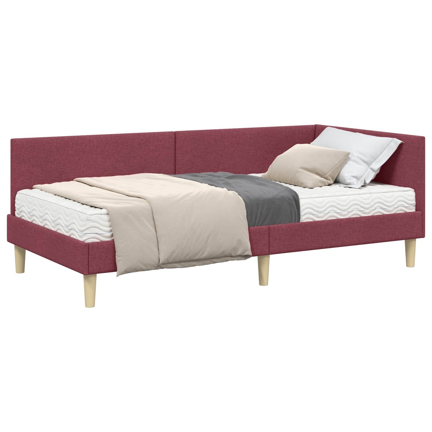 Struttura Letto Angolare con Materasso 2 pcs Grigio Tessuto