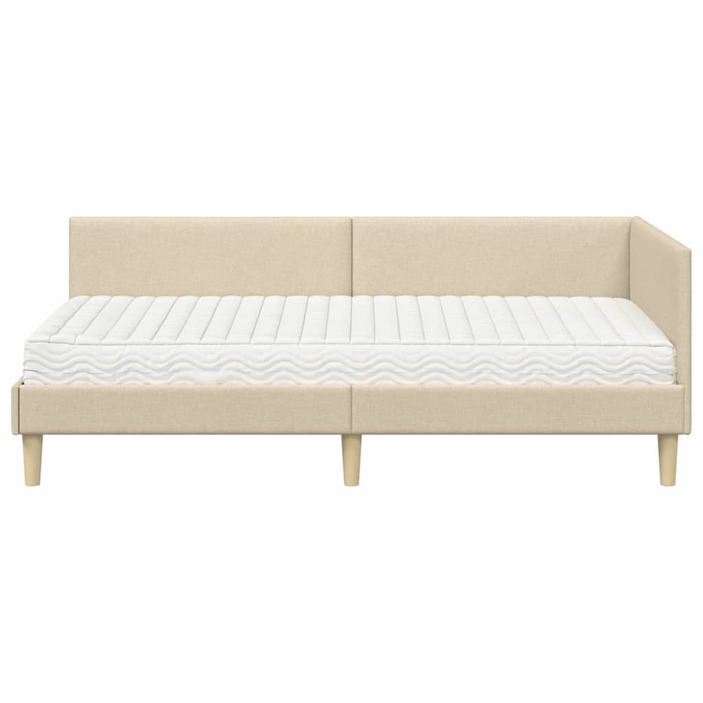 Struttura Letto Angolare con Materasso 2 pcs Crema Tessuto