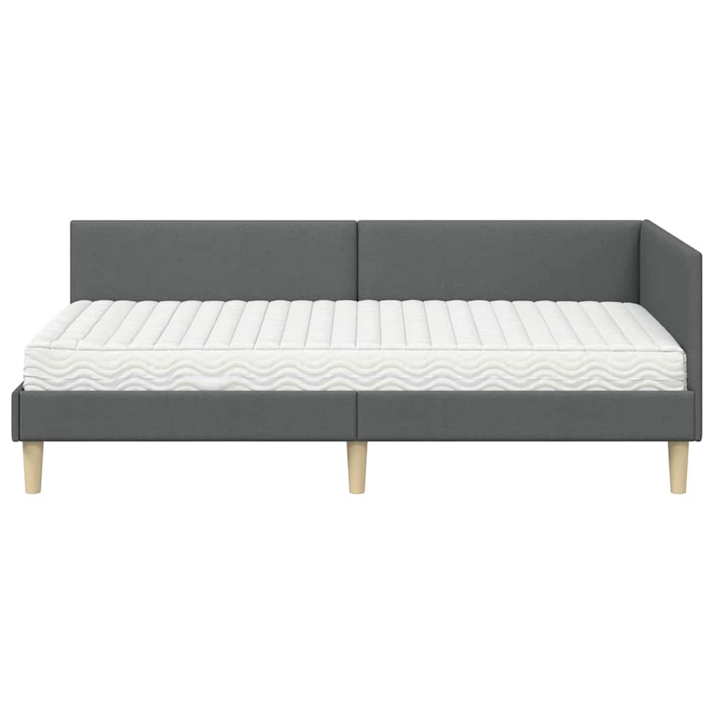 Struttura Letto Angolare con Materasso 2 pcs Grigio Tessuto