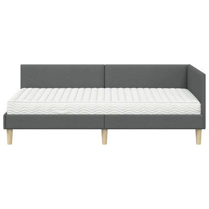 Struttura Letto Angolare con Materasso 2 pcs Grigio Tessuto