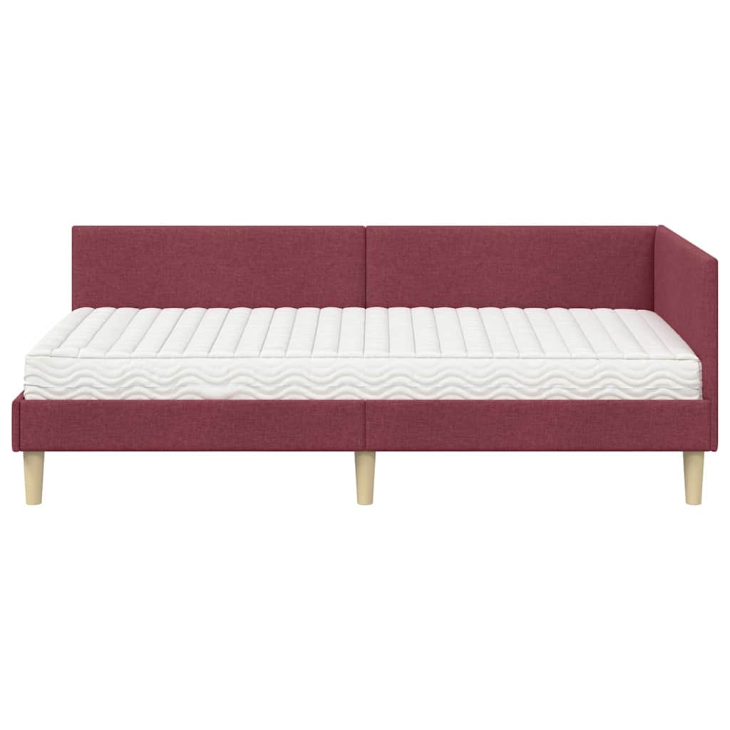 Struttura Letto Angolare con Materasso 2 pcs Grigio Tessuto