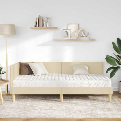 Struttura Letto Angolare con Materasso 2 pcs Crema Tessuto