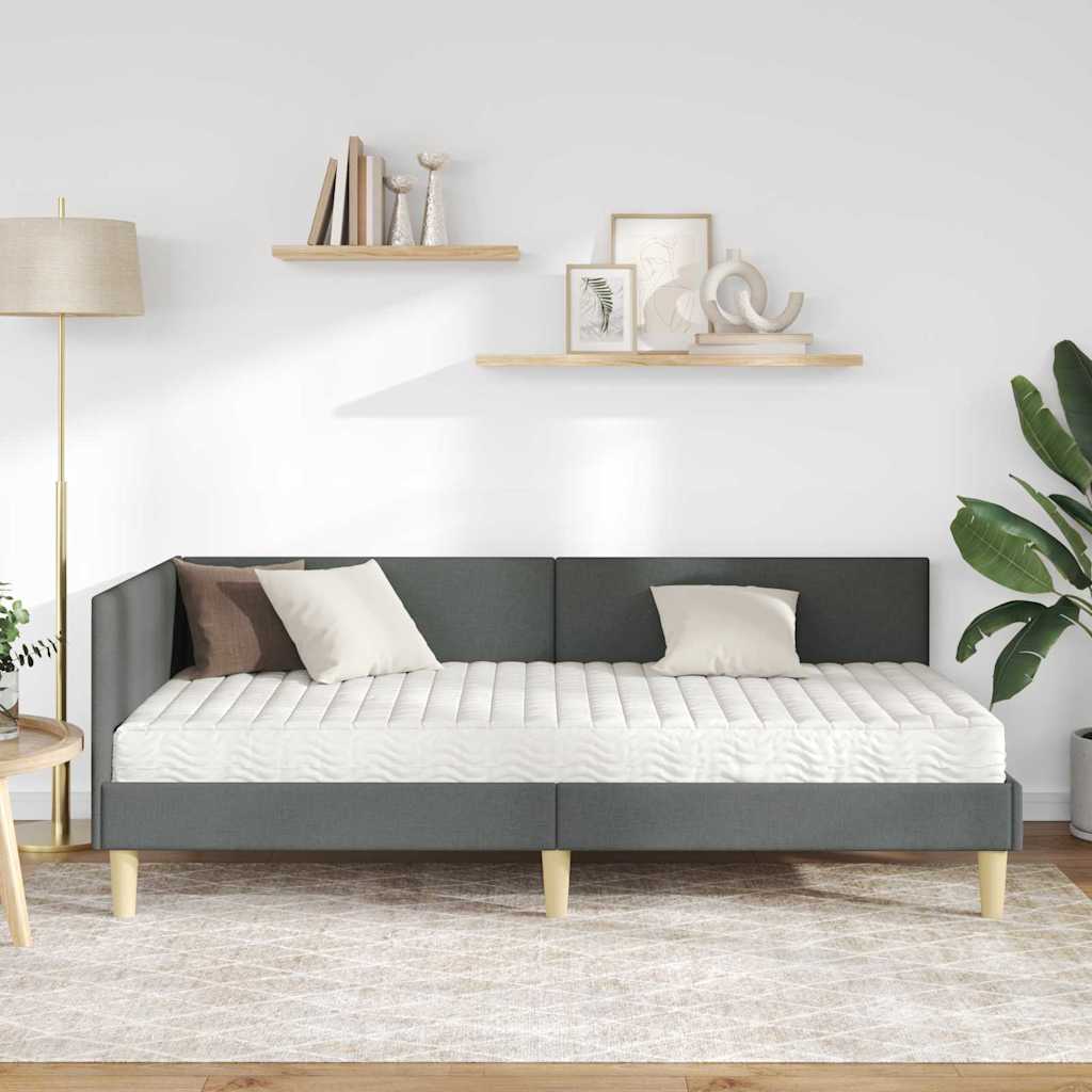 Struttura Letto Angolare con Materasso 2 pcs Grigio Tessuto
