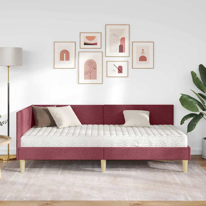 Struttura Letto Angolare con Materasso 2 pcs Grigio Tessuto