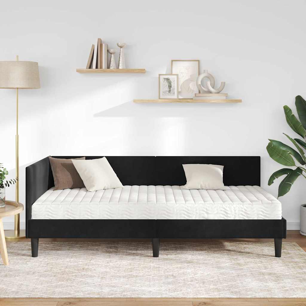 Struttura Letto Angolare con Materasso Altro 2 pcs Nero Velluto