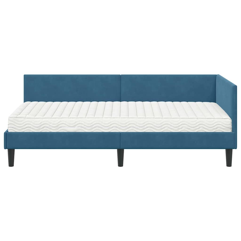 Struttura Letto Angolare con Materasso Altro 2 pcs Blu Velluto