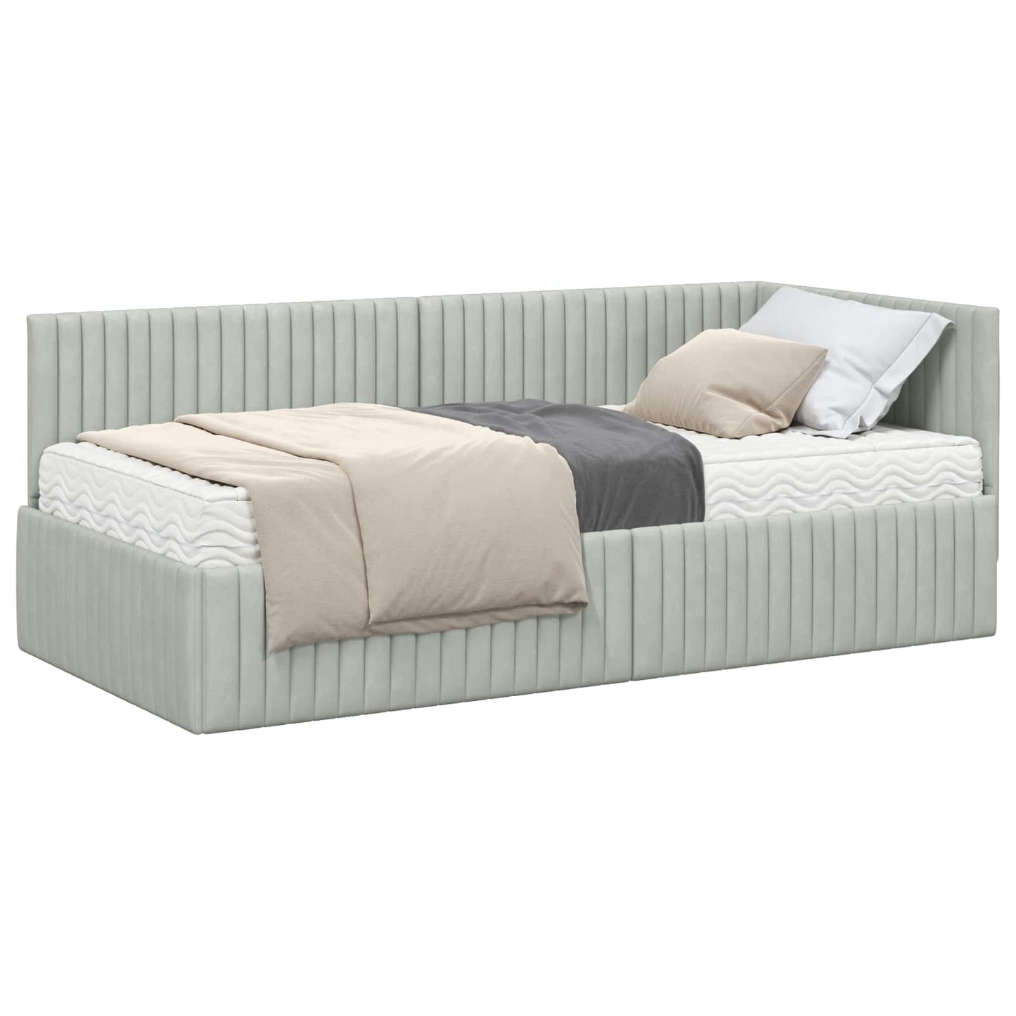 Struttura Letto Angolare con Materasso 2 pcs Grigio chiaro