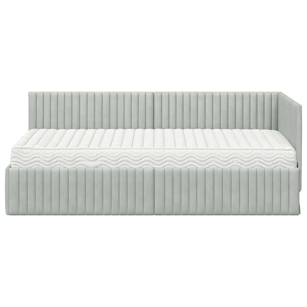 Struttura Letto Angolare con Materasso 2 pcs Grigio chiaro