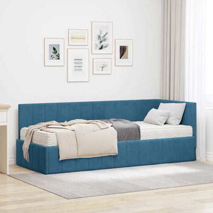 Struttura Letto Angolare con Materasso 2 pcs Blu Velluto