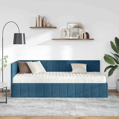 Struttura Letto Angolare con Materasso 2 pcs Blu Velluto