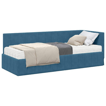 Struttura Letto Angolare con Materasso 2 pcs Blu Velluto
