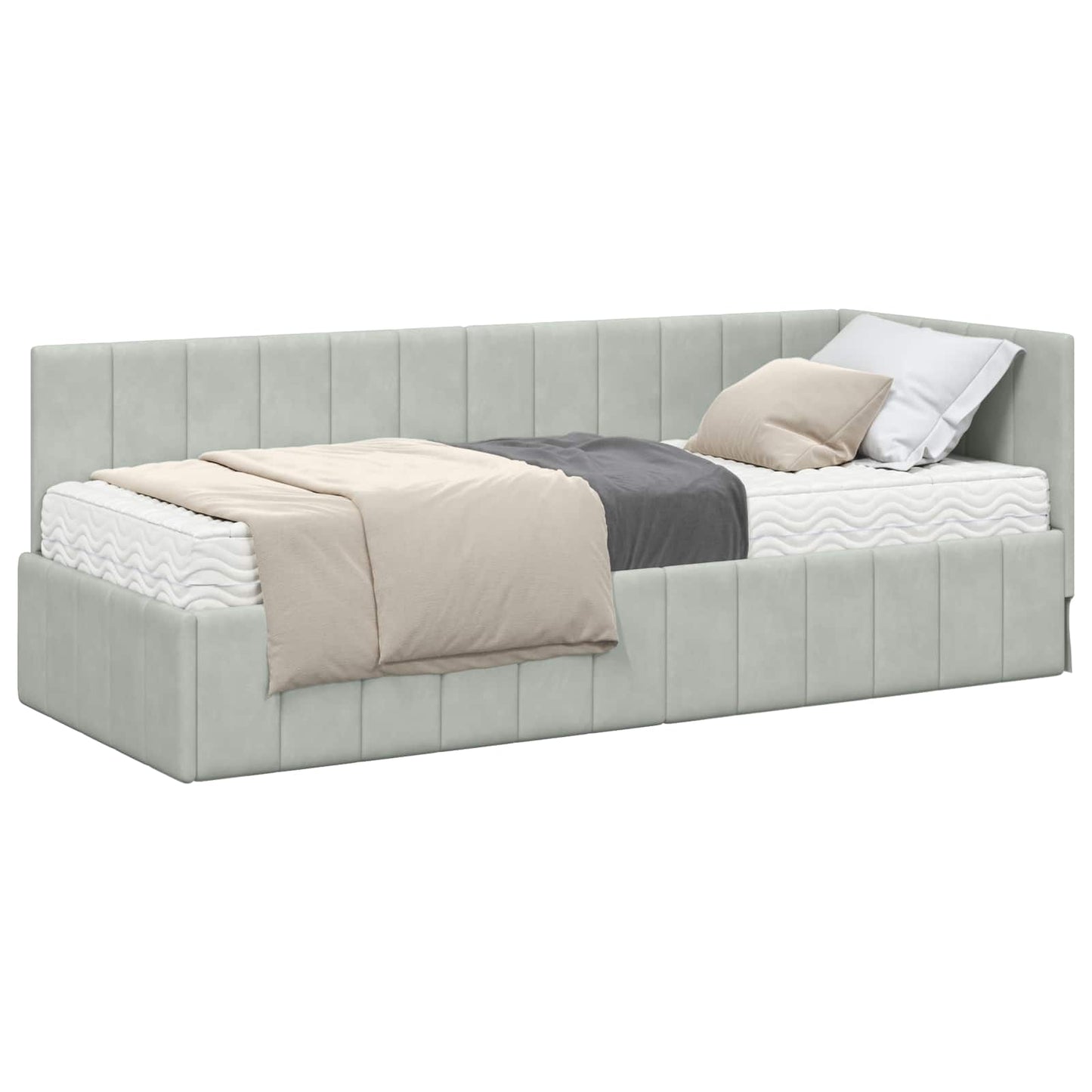 Struttura Letto Angolare con Materasso 2 pcs Grigio chiaro