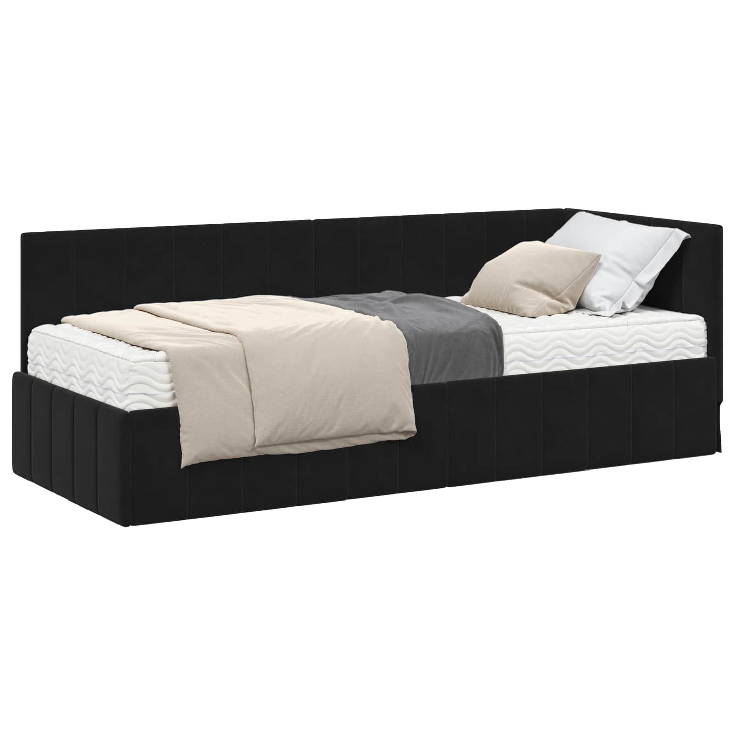 Struttura Letto Angolare con Materasso 2 pcs Nero Velluto
