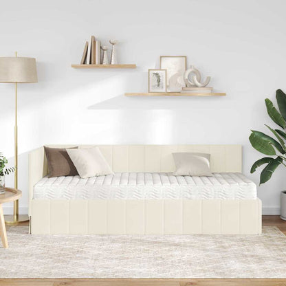 Struttura Letto Angolare con Materasso 2 pcs Crema Velluto