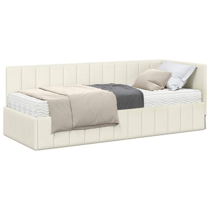 Struttura Letto Angolare con Materasso 2 pcs Crema Velluto