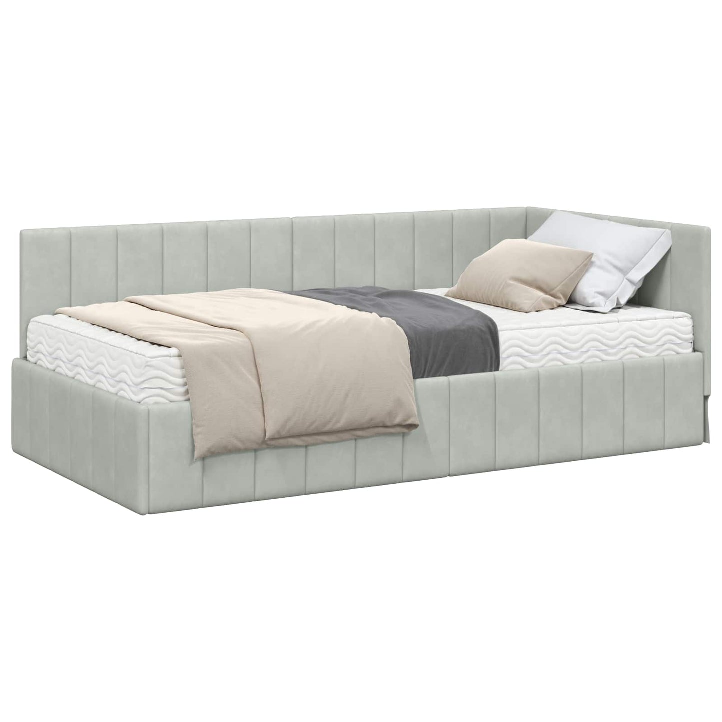 Struttura Letto Angolare con Materasso 2 pcs Grigio chiaro