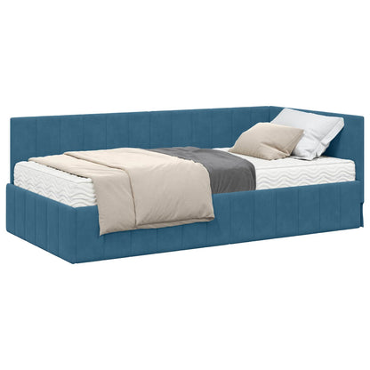 Struttura Letto Angolare con Materasso 2 pcs Blu Velluto
