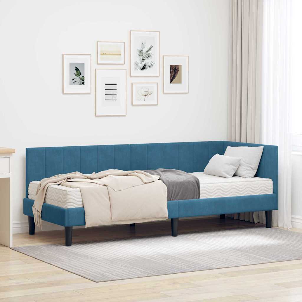 Struttura Letto Angolare con Materasso 2 pcs Blu Velluto