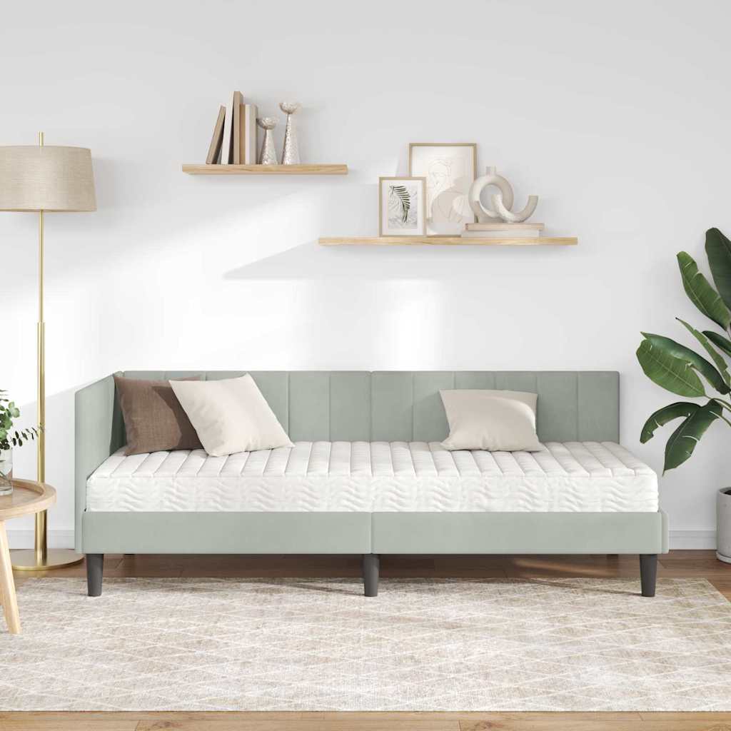 Struttura Letto Angolare con Materasso 2 pcs Grigio chiaro